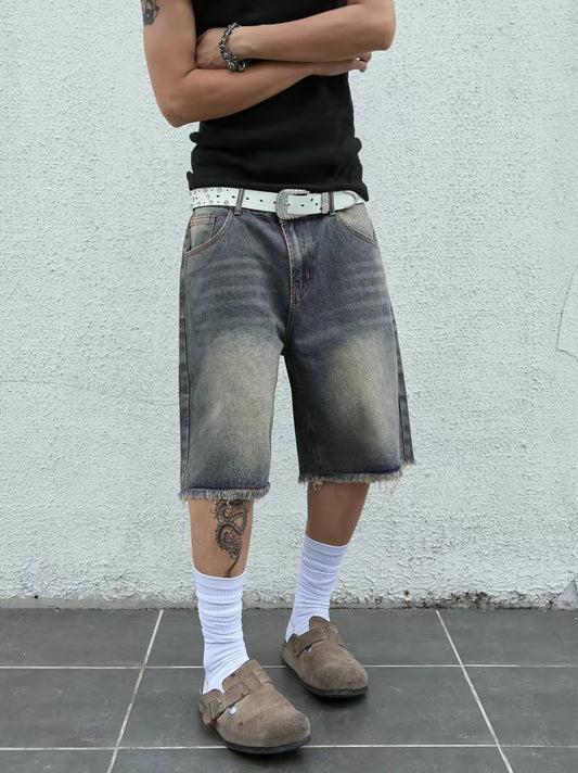 Straight Leg Jean Shorts
Raw Hem Low Rise Denim Bermuda Jorts Shorts
Streetwear