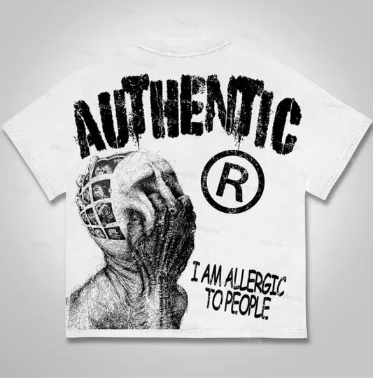 Sopula Vintage I Am Allergic To People Graphics Print Cotton T-shirt